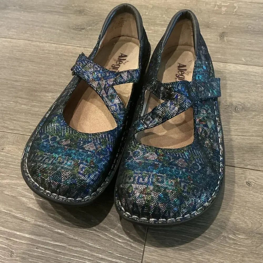 Alegria Womens Paloma Mary Janes EU 40‎ 9.5 10 Fairy Iridescent Comfort Workwear